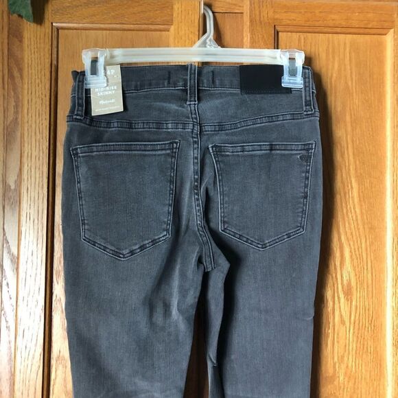 NWT Madewell 9” Mid Rise Skinny Jeans Frayed Hem Distressed Gray - 24P - Picture 7 of 13